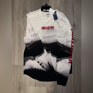 Hollister men’s white red and black Long Sleeve Shirt